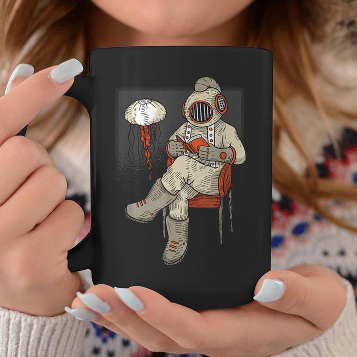 Diving Book Reading Graphic Print Coffee Mug Unique Gifts