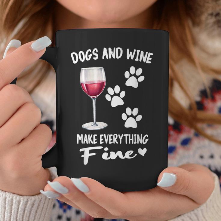 Dog And Wine Make Everything Fine Drinker Wine Puppy コーヒーマグ 面白い贈り物