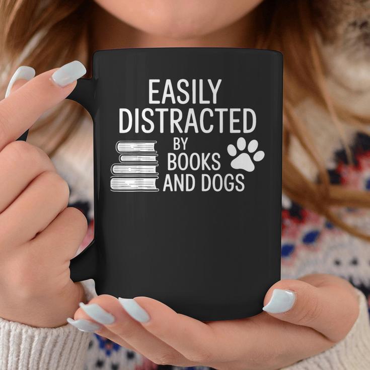 Dog Lovers Easily Distracted By Books And Dogs Bookworm Graphic Print Coffee Mug Unique Gifts
