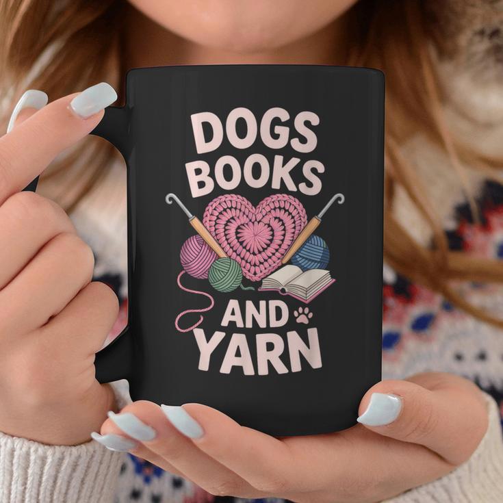 Dogs Books And Yarn Crocheter Crocheting Graphic Print Coffee Mug Unique Gifts