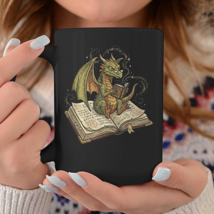 Dragon Bookworm Reading Fantasy Book Graphic Art Graphic Print Coffee Mug Unique Gifts