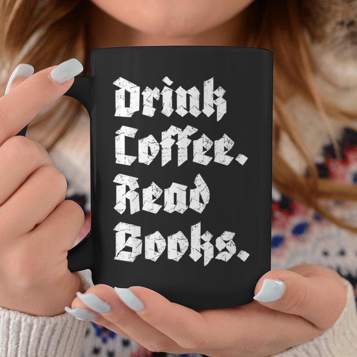 Drink Coffee Read Books Lover Reader Literary Graphic Print Coffee Mug Unique Gifts