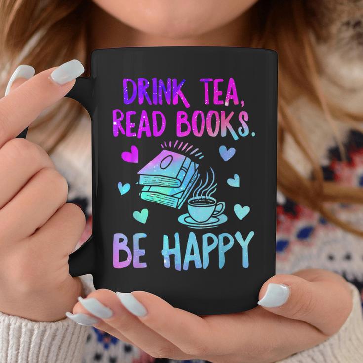 Drink Tea Read Books Be Happy Tea Lover Bookworm Librarian Graphic Print Coffee Mug Unique Gifts