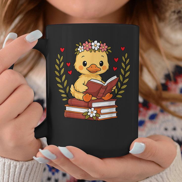 Duck Reading Book Graphic Duck With Book Floral Graphic Print Coffee Mug Unique Gifts Duck Reading Book Graphic Duck With Book Floral Graphic Print Coffee Mug Unique Gifts