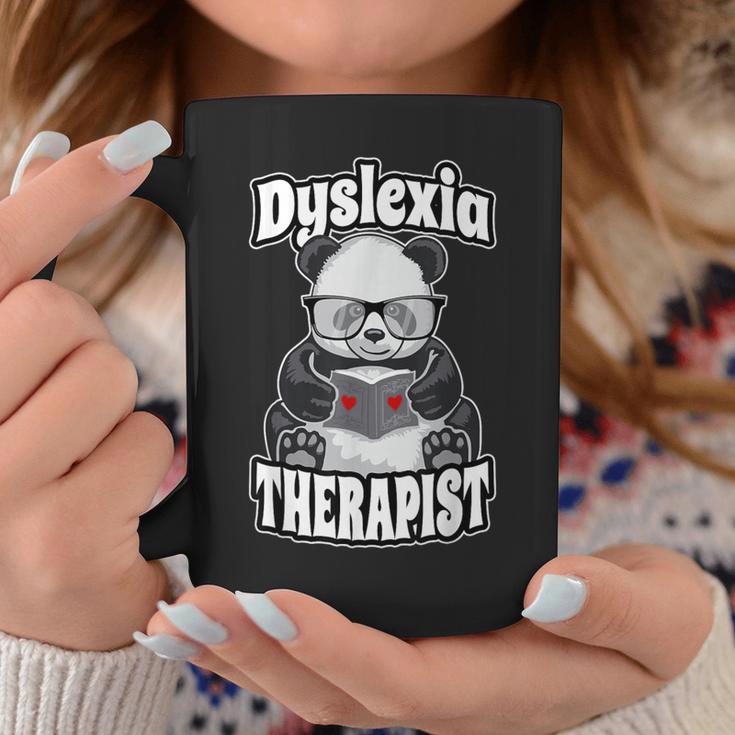 Dyslexia Therapist Teacher Dyslexic Therapy Panda Book Heart Graphic Print Coffee Mug Unique Gifts