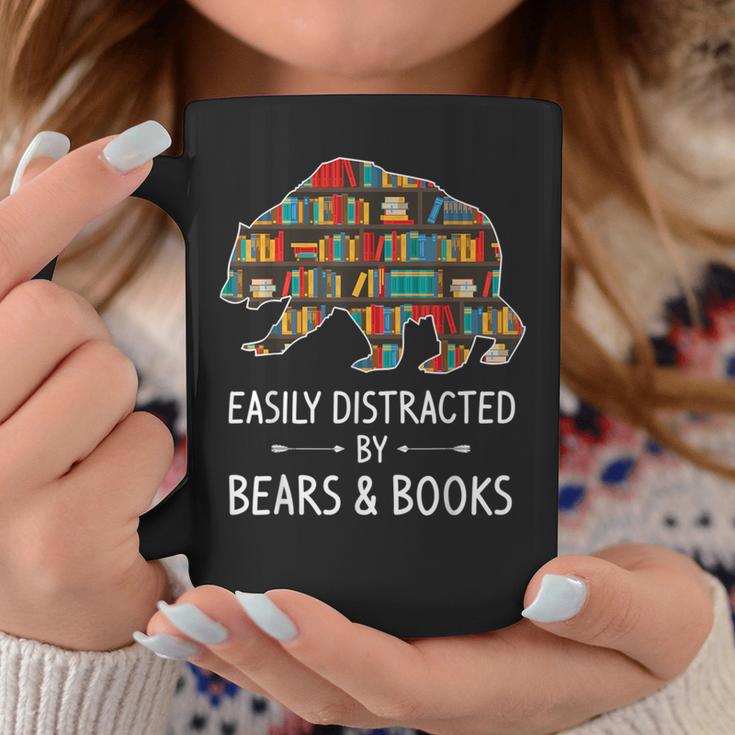 Easily Distracted By Bears & Books Lover Mammal Animal Graphic Print Coffee Mug Unique Gifts