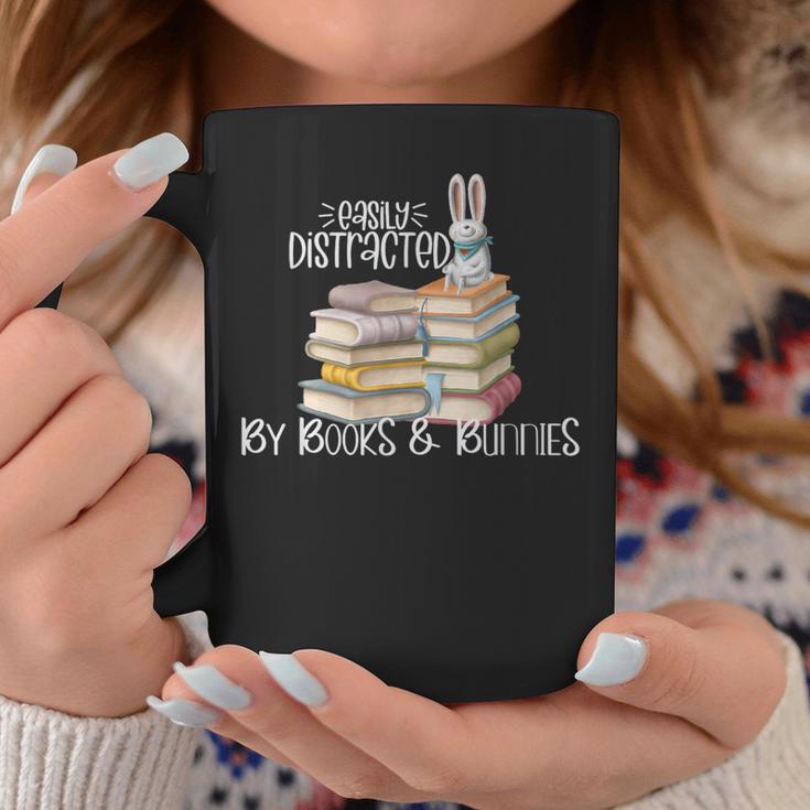 Easily Distracted By Books And Bunnies Graphic Print Coffee Mug Unique Gifts