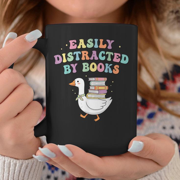 Easily Distracted By Books Silly-Goose Bookish Library Read Graphic Print Coffee Mug Unique Gifts