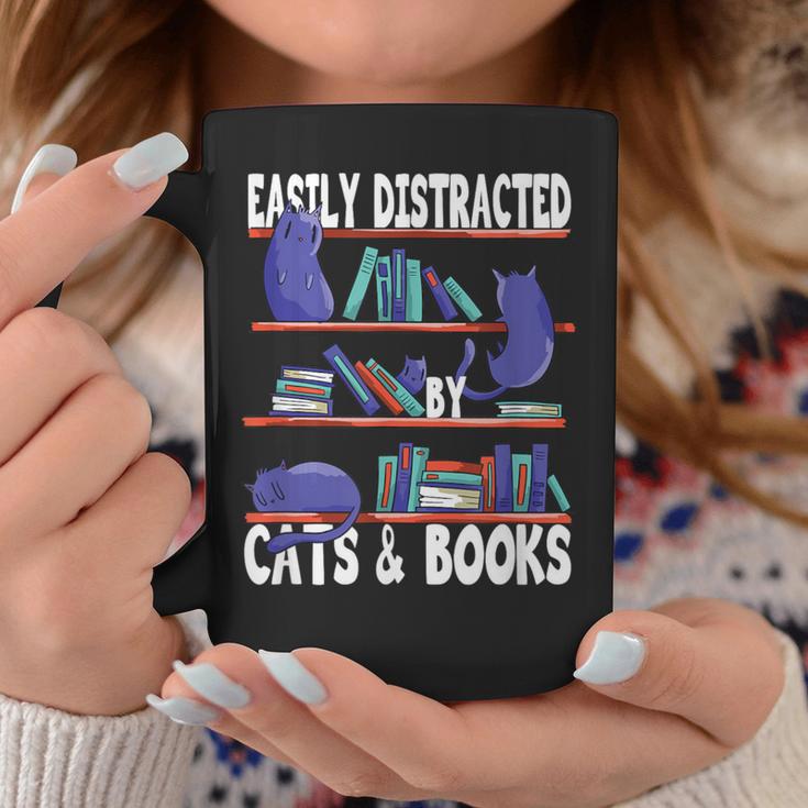 Easily Distracted By Cats And Book Bookworm Cat Lover For Men Women Graphic Print Coffee Mug Unique Gifts Easily Distracted By Cats And Book Bookworm Cat Lover For Men Women Graphic Print Coffee Mug Unique Gifts