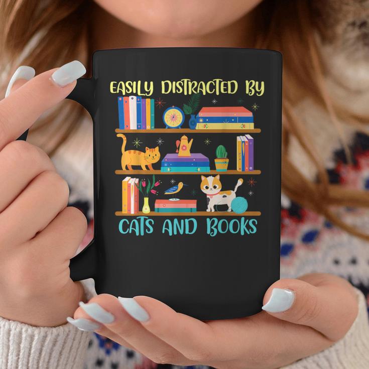 Easily Distracted By Cats And Books Cat Book Lovers Bookworm Graphic Print Coffee Mug Unique Gifts Easily Distracted By Cats And Books Cat Book Lovers Bookworm Graphic Print Coffee Mug Unique Gifts