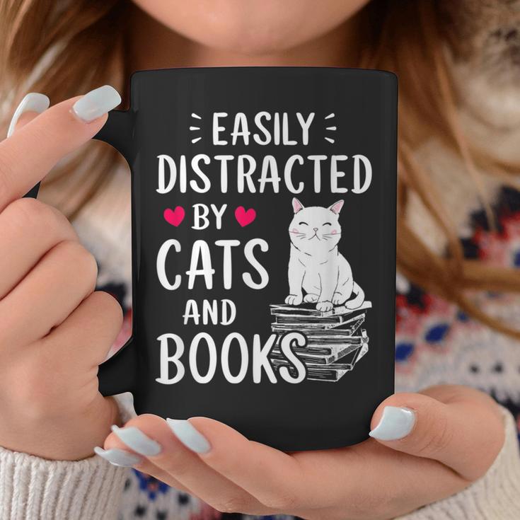 Easily Distracted By Cats And Books Cat Lover Graphic Print Coffee Mug Unique Gifts Easily Distracted By Cats And Books Cat Lover Graphic Print Coffee Mug Unique Gifts