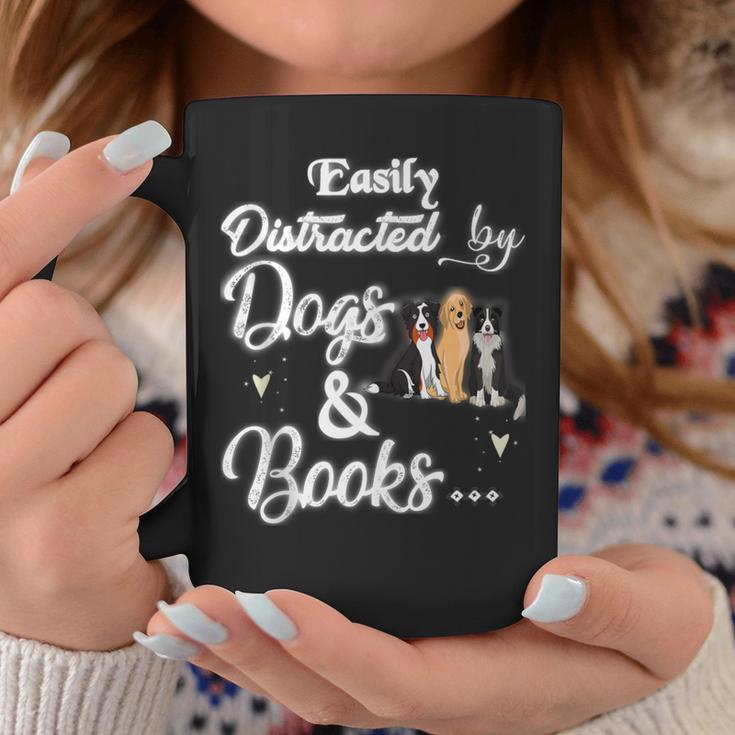 Easily Distracted By Dogs And Books Tee Graphic Print Coffee Mug Unique Gifts