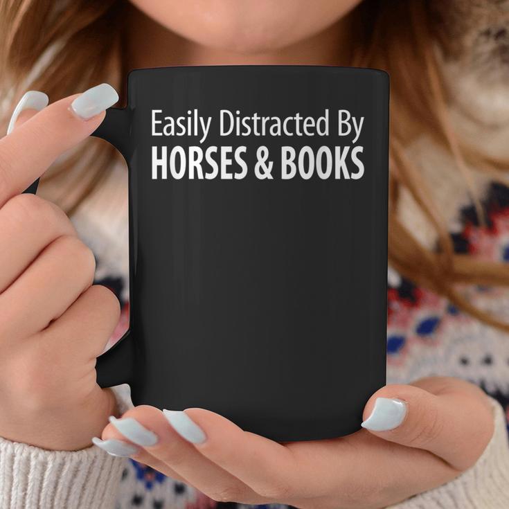 Easily Distracted By Horses & Books Graphic Print Coffee Mug Unique Gifts