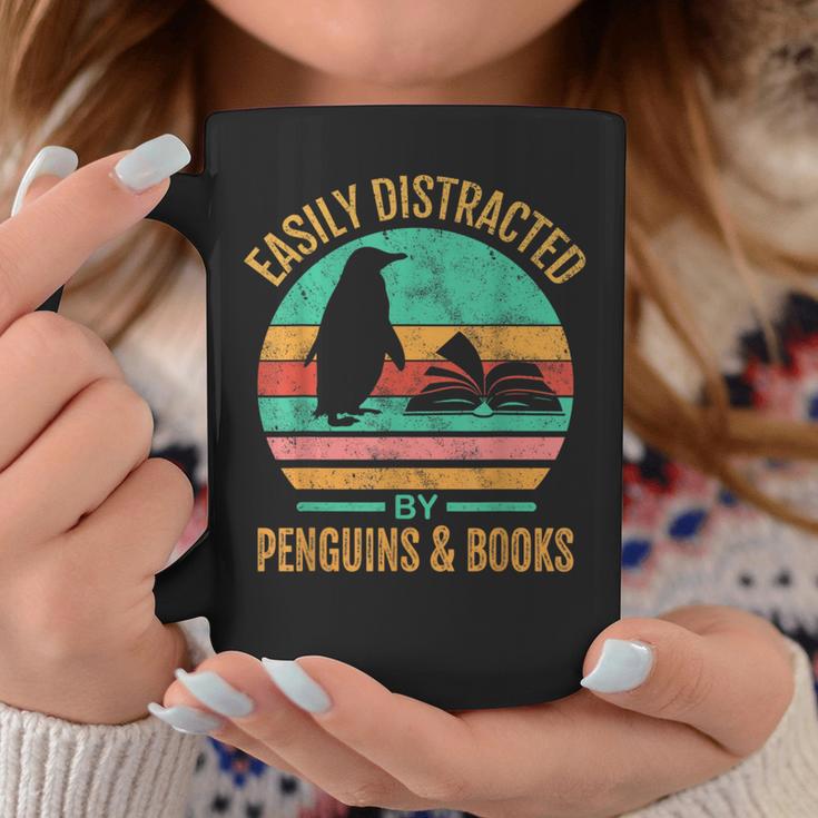 Easily Distracted By Penguins & Books Retro Graphic Print Coffee Mug Unique Gifts Easily Distracted By Penguins & Books Retro Graphic Print Coffee Mug Unique Gifts