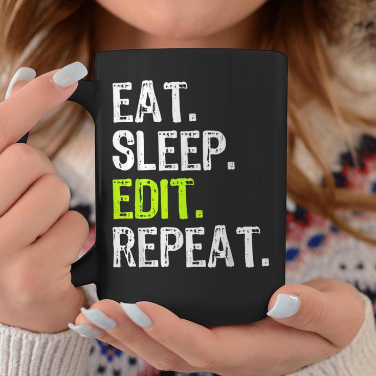Eat Sleep Edit Repeat Editor Editing Video Film Book Graphic Print Coffee Mug Unique Gifts