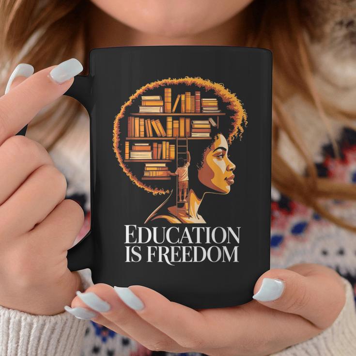 Education Is Freedom Afro Woman Book Illustration Graphic Print Coffee Mug Unique Gifts