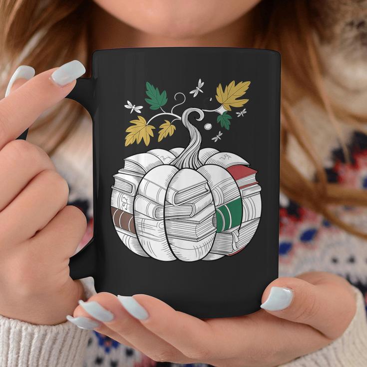 Fall Bookshelf Pumpkin Autumn Reading Graphic Print Coffee Mug Unique Gifts