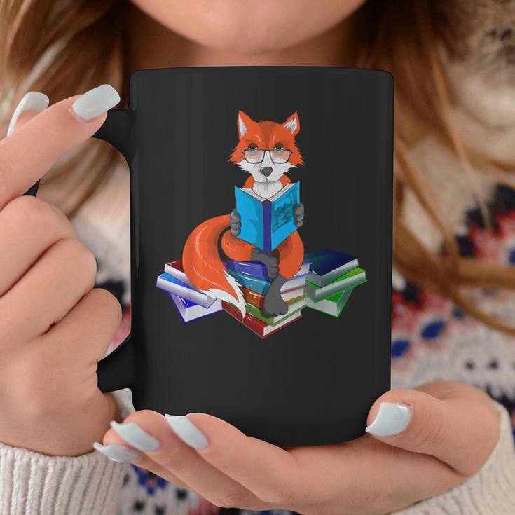 Fox Nerd Reading Books Bookworm Library Book Graphic Print Coffee Mug Unique Gifts