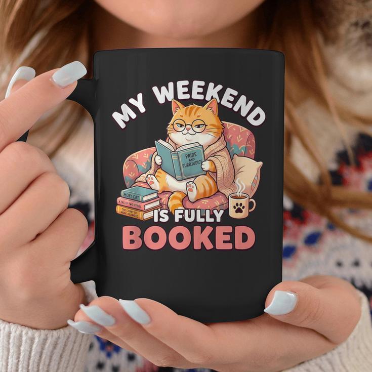 My Weekend Is Fully Booked Cute Cat Book Lover Dad Joke Graphic Print Coffee Mug Unique Gifts My Weekend Is Fully Booked Cute Cat Book Lover Dad Joke Graphic Print Coffee Mug Unique Gifts