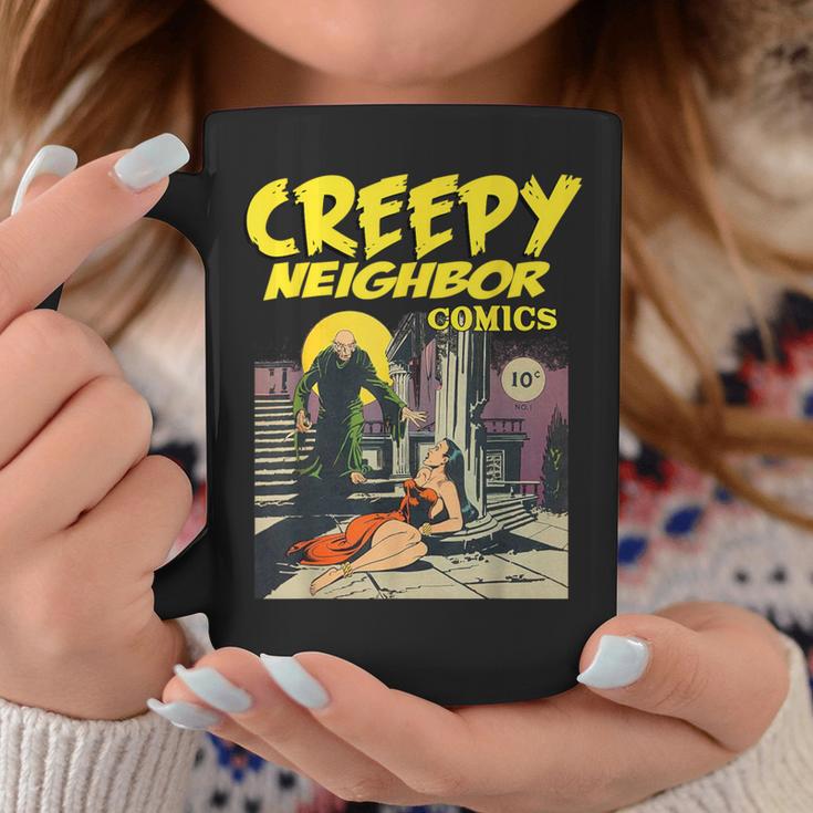 FUNNY Creepy Neighbor Comics Parody Horror Comic Book Graphic Print Coffee Mug Unique Gifts