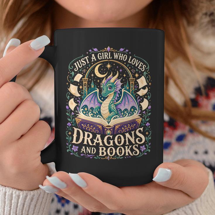 Girl Who Loves Dragons And Books Fantasy Book Reader Graphic Print Coffee Mug Unique Gifts
