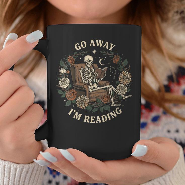 Go Away I'm Reading Librarian Skeleton Reading Book Lover Graphic Print Coffee Mug Unique Gifts