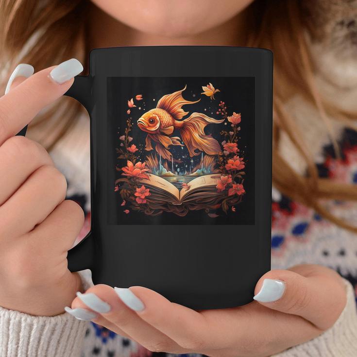 Goldfish Reading A Book Graphic Print Coffee Mug Unique Gifts