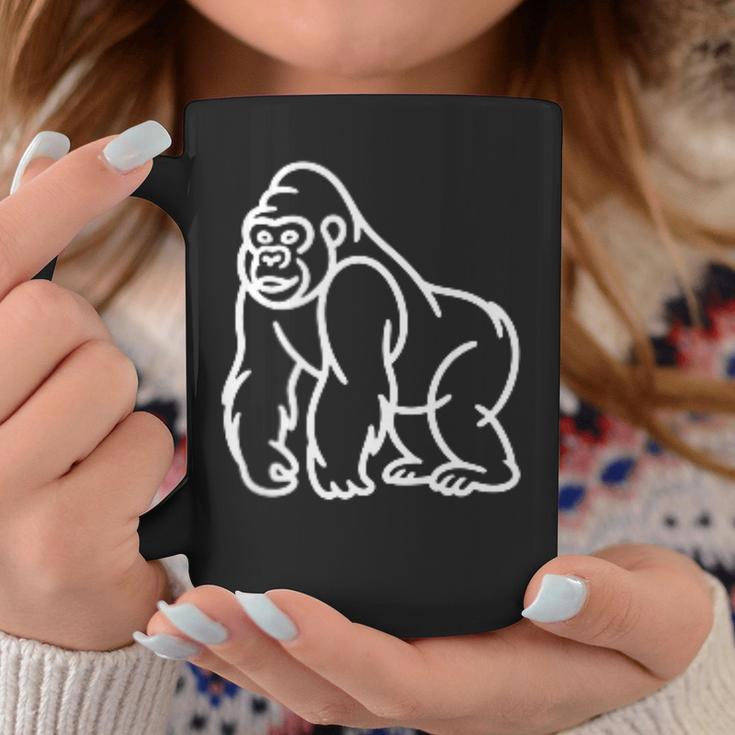 Gorilla ミニマリスト バッジ パッチライン アート 動物 コーヒーマグ 面白い贈り物