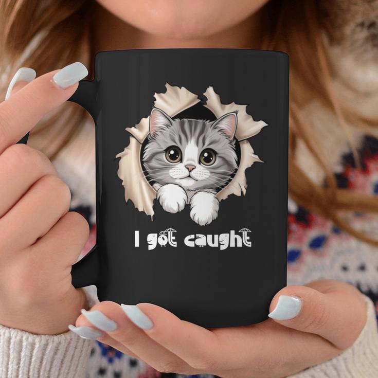 I Got Caught 子猫かわいい 長袖tシャツ コーヒーマグ 面白い贈り物