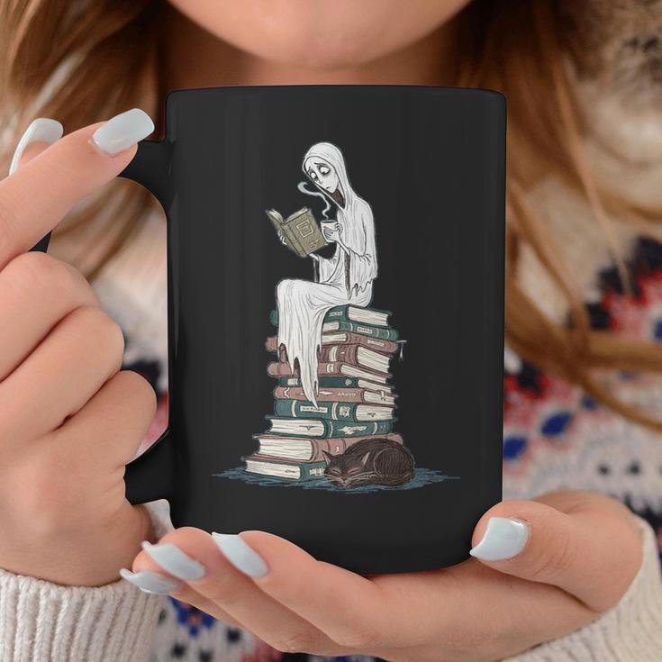 Gothic Librarian Halloween Books Tee For Teachers Graphic Print Coffee Mug Unique Gifts