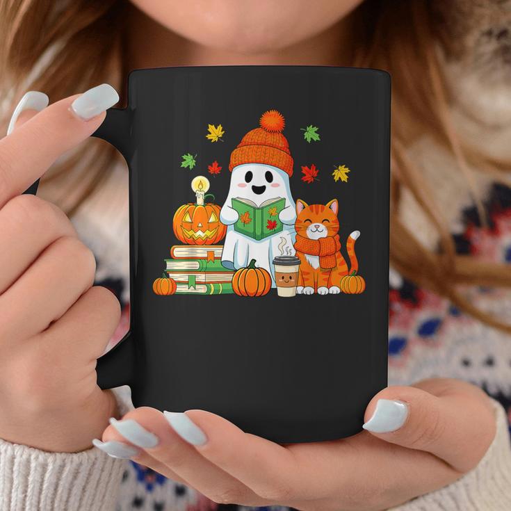 Halloween Ghost Cat Reading Book Women Girls Cute Graphic Print Coffee Mug Unique Gifts Halloween Ghost Cat Reading Book Women Girls Cute Graphic Print Coffee Mug Unique Gifts