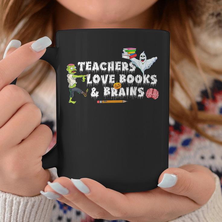 Halloween Teacher Love Books And Brains Teacher Halloween For Men Women Kids Graphic Print Coffee Mug Unique Gifts