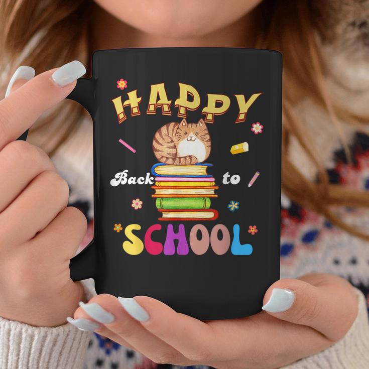 Happy Back To School Cat Books The Start Of The School Year Graphic Print Coffee Mug Unique Gifts