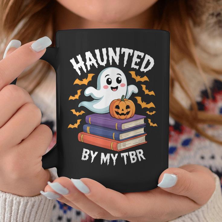 Haunted By My TBR Cute Ghost Reading Books Pumpkin Bookworms Graphic Print Coffee Mug Unique Gifts
