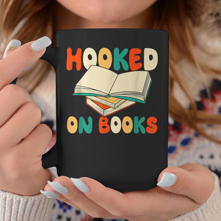 Hooked On Books Retro Reader Graphic Print Coffee Mug Unique Gifts