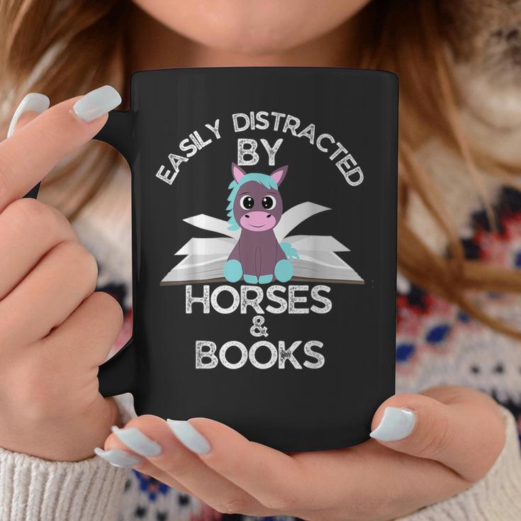 Horse Lovers Easily Distracted By Horses And Books Graphic Print Coffee Mug Unique Gifts