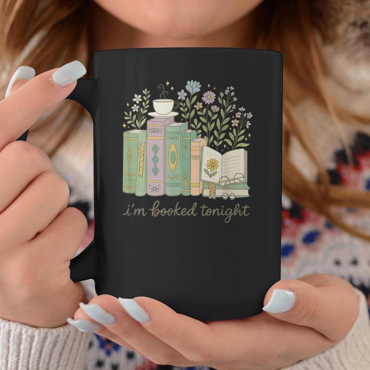 I'm Booked Tonight Cozy Floral Book Lover Graphic Graphic Print Coffee Mug Unique Gifts