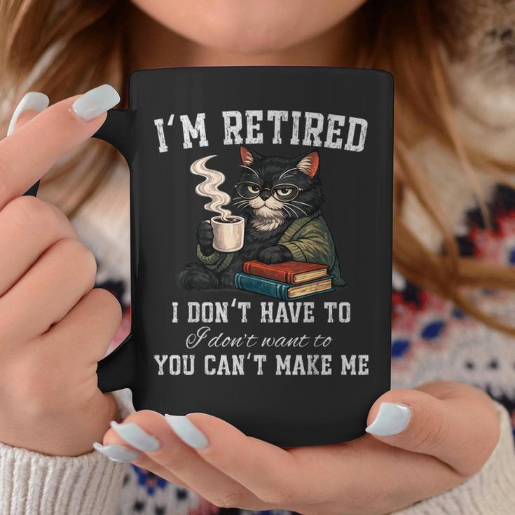 I'm Retired 2026 Cat Reading Book Retirement Graphic Print Coffee Mug Unique Gifts