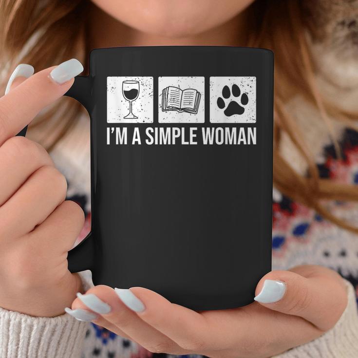 I'm A Simple Woman Wine Books & Dogs Reading Lover Graphic Print Coffee Mug Unique Gifts