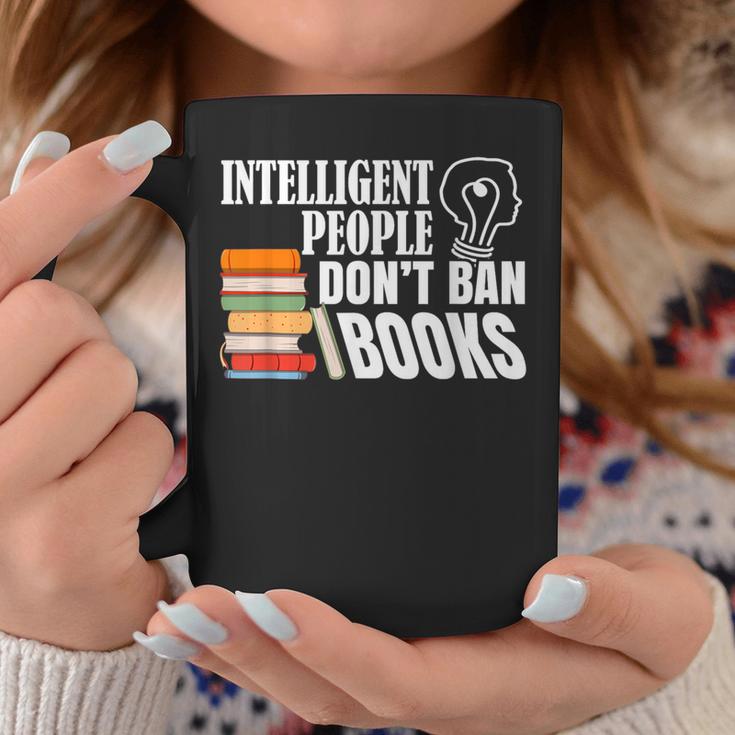 Intelligent People Don't Ban Books Reading Bookish Librarian Graphic Print Coffee Mug Unique Gifts