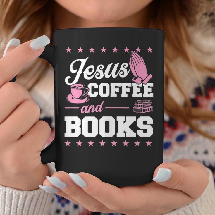 Jesus Coffee And Books Christian Reading Literary Graphic Print Coffee Mug Unique Gifts