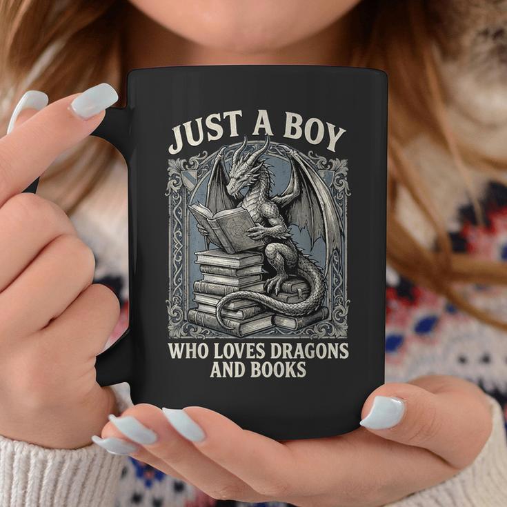 Just A Boy Who Loves Dragons And Books Fantasy Gothic Graphic Print Coffee Mug Unique Gifts