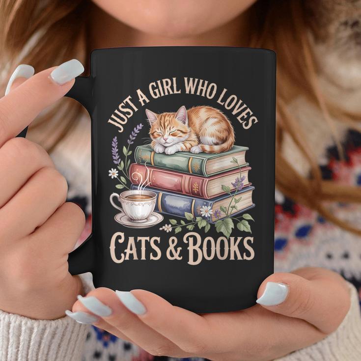 Just A Girl Who Loves Cats And Books Reading Librarian Graphic Print Coffee Mug Unique Gifts Just A Girl Who Loves Cats And Books Reading Librarian Graphic Print Coffee Mug Unique Gifts