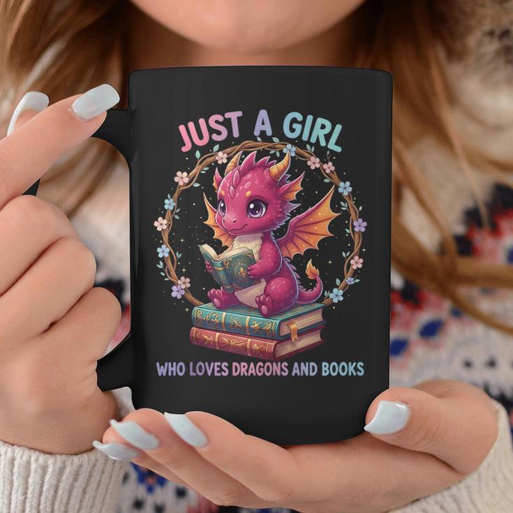 Just A Girl Who Loves Dragons And Books Reading Bookworm Graphic Print Coffee Mug Unique Gifts