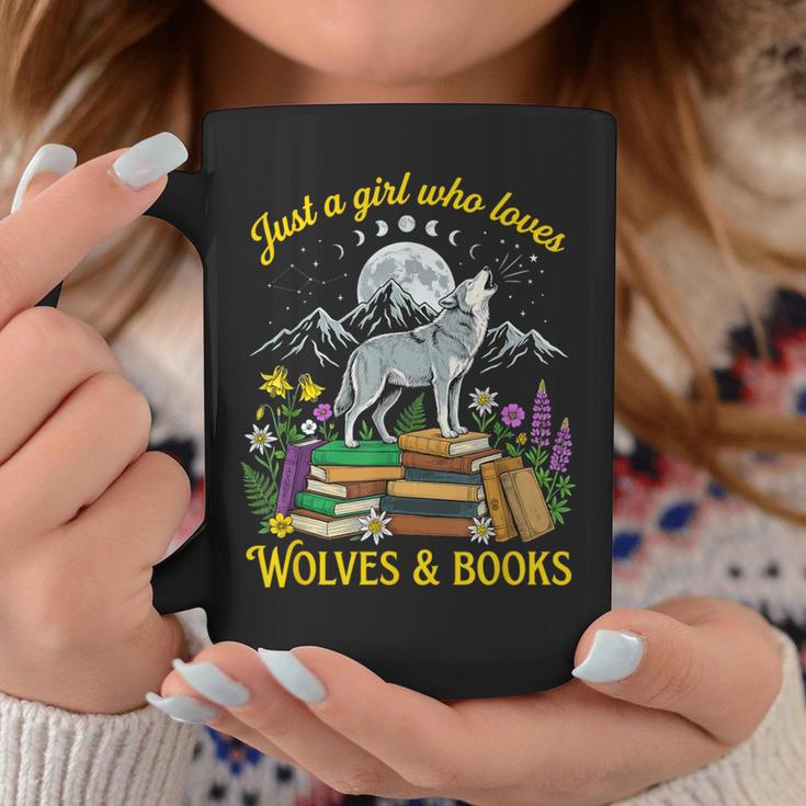 Just A Girl Who Loves Wolves And Books Howling Wolf Moon Graphic Print Coffee Mug Unique Gifts