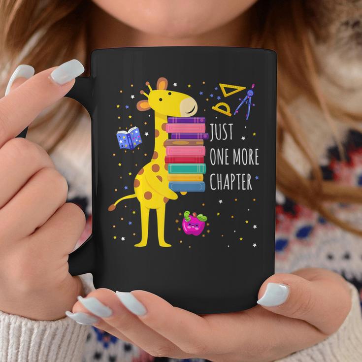 Just One More Chapter Cute Giraffe Book Reading Nerd Graphic Print Coffee Mug Unique Gifts