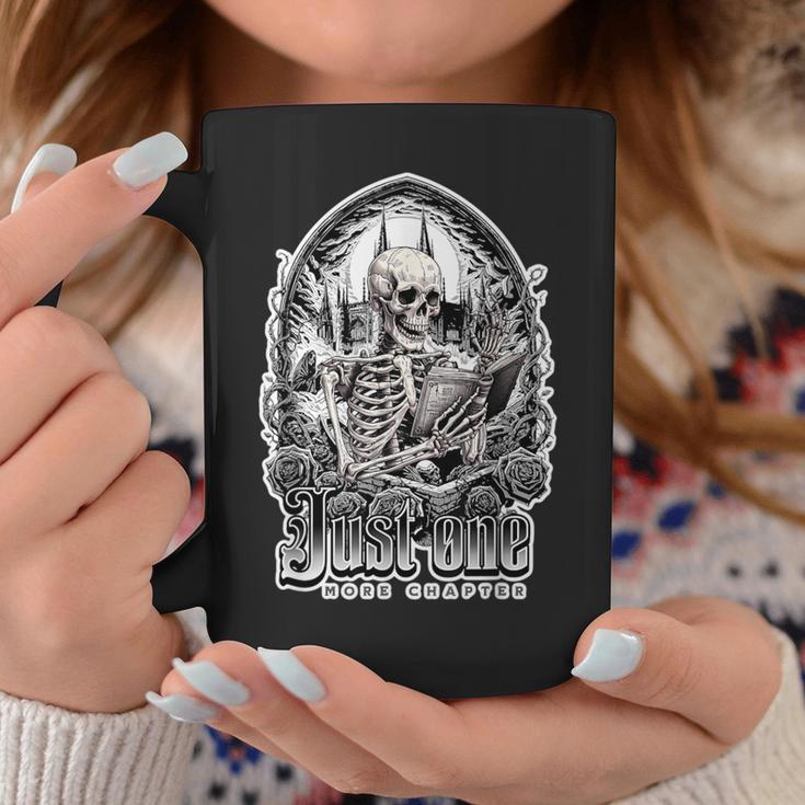 Just One More Chapter Gothic Skeleton Reading Occult Book Graphic Print Coffee Mug Unique Gifts