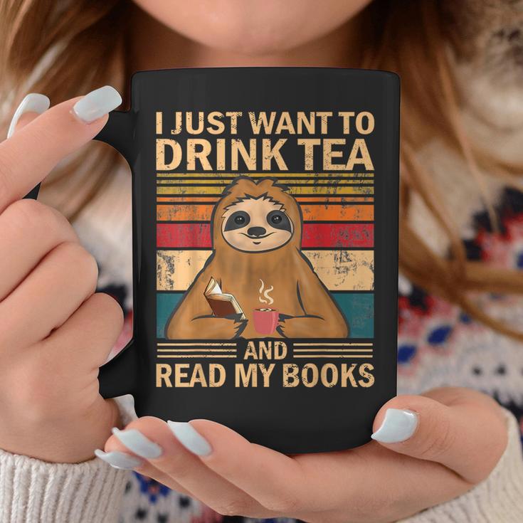 I Just Want To Drink Tea And Read My Books Sloth Graphic Print Coffee Mug Unique Gifts