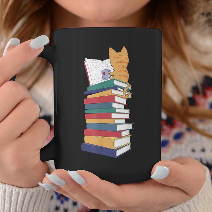 Kawaii Cat Books Tea Coffee Graphic Print Coffee Mug Unique Gifts