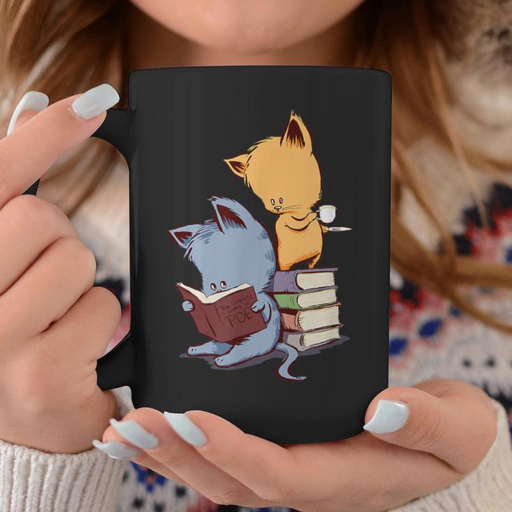 Kawaii Kittens Cats Tea And Books Cartoon Cat For Men Women Girls Kids Graphic Print Coffee Mug Unique Gifts